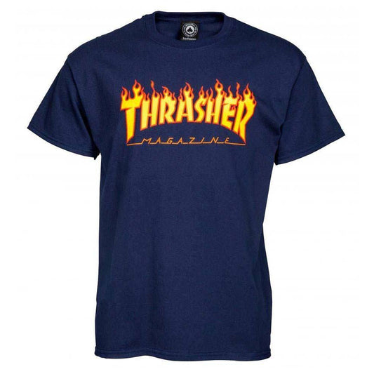 THRASHER FLAME LOGO T-SHIRT (NAVY)